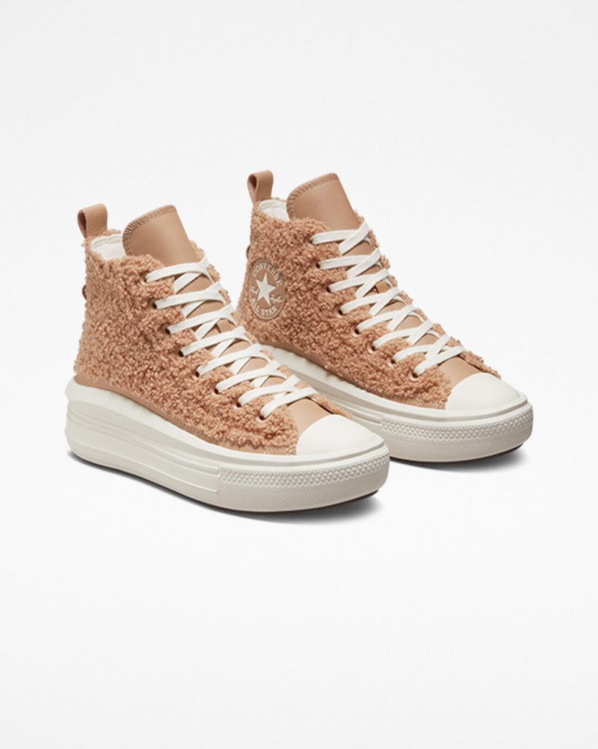 Women's Converse Chuck Taylor All Star Move Sherpa High Top Platform Shoes Brown | AU 36940F